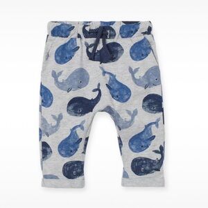 H&M Soft Cotton Jersey Pants Whales Baby Boy Size 9-12 Months